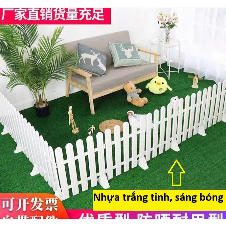 Hàng rào nhựa trắng trang trí sân vườn cao 30cm, tấm dài 50cm