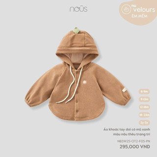 6m-2y | Nous Áo khoác dài tay có mũ kèm hoạ tiết thêu cao cấp cho bé trai và bé gái mùa thu đông