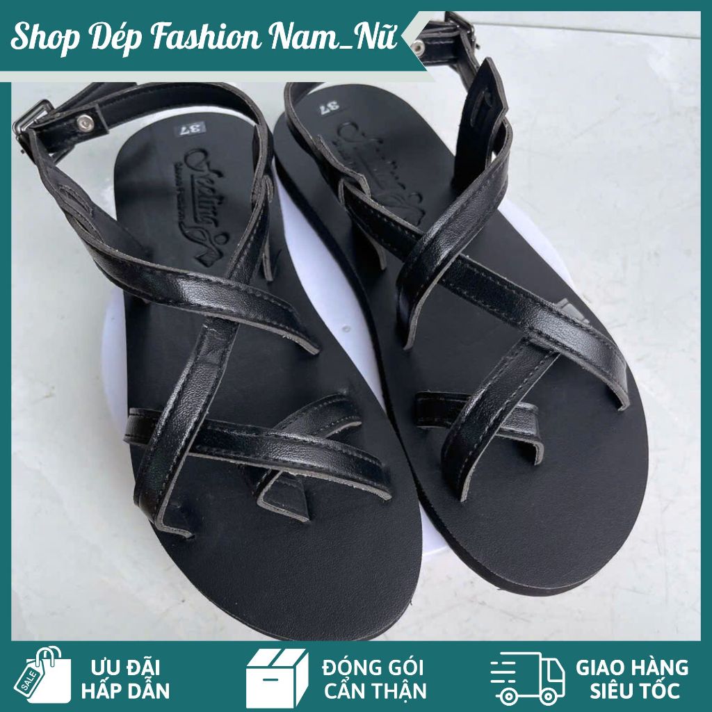 Sandal Nữ Quai Da Đan Chéo Màu Đen – Đế Bằng Êm Chân, Phong Cách Trẻ Trung Thời Trang