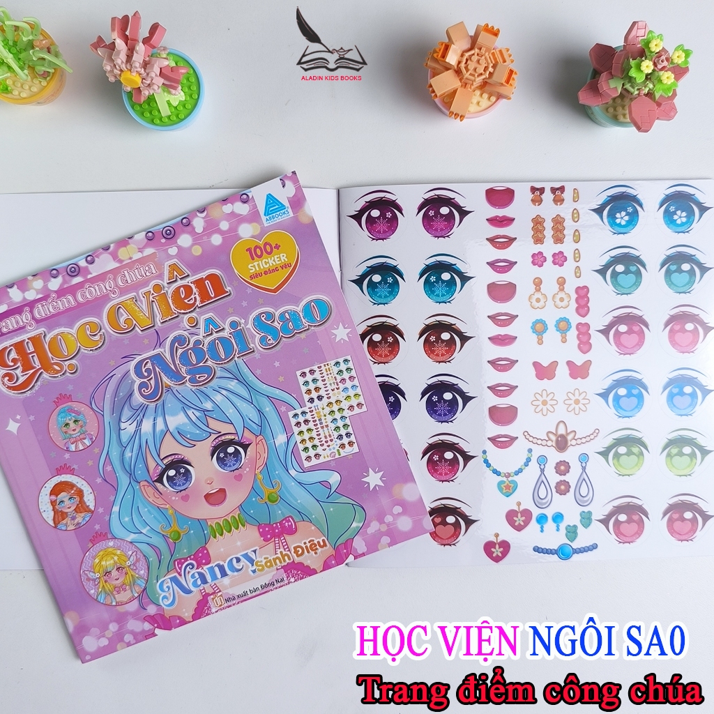 Sách- Sticker Bóc Dán Kết Hợp Tô Màu Học Viện Ngôi Sao- Trang Điểm Công Chúa Nancy Jenny Sunny Hanna