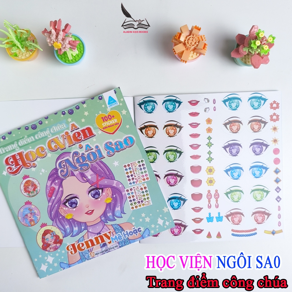 Sách- Sticker Bóc Dán Kết Hợp Tô Màu Học Viện Ngôi Sao- Trang Điểm Công Chúa Nancy Jenny Sunny Hanna