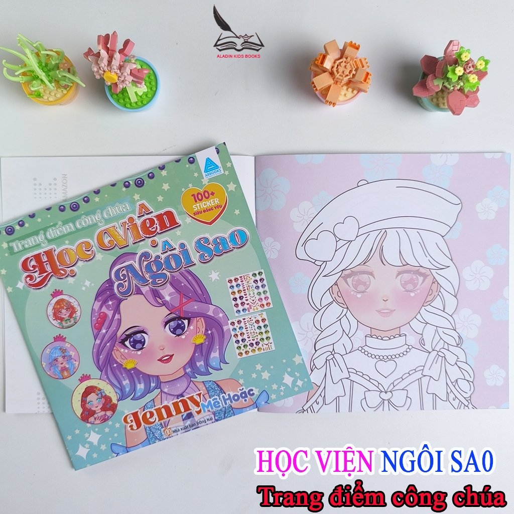Sách- Sticker Bóc Dán Kết Hợp Tô Màu Học Viện Ngôi Sao- Trang Điểm Công Chúa Nancy Jenny Sunny Hanna