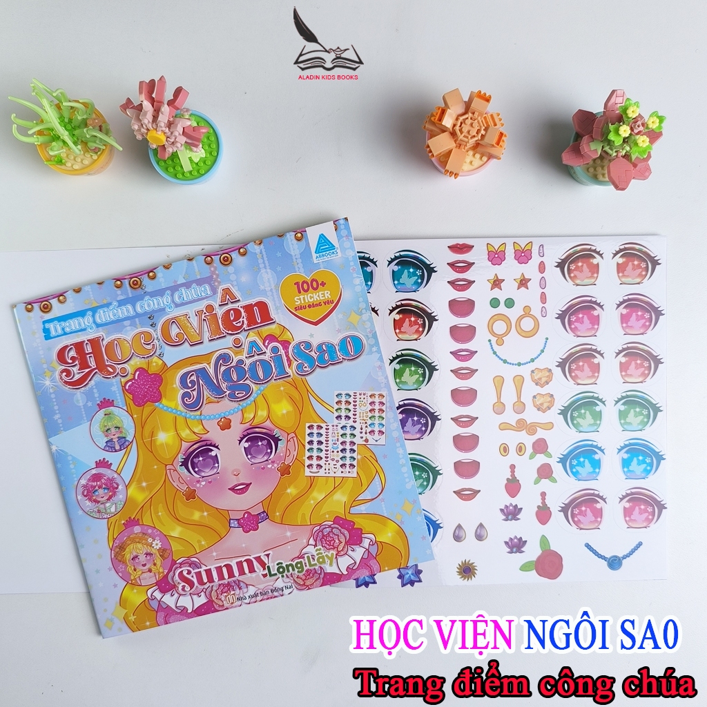 Sách- Sticker Bóc Dán Kết Hợp Tô Màu Học Viện Ngôi Sao- Trang Điểm Công Chúa Nancy Jenny Sunny Hanna