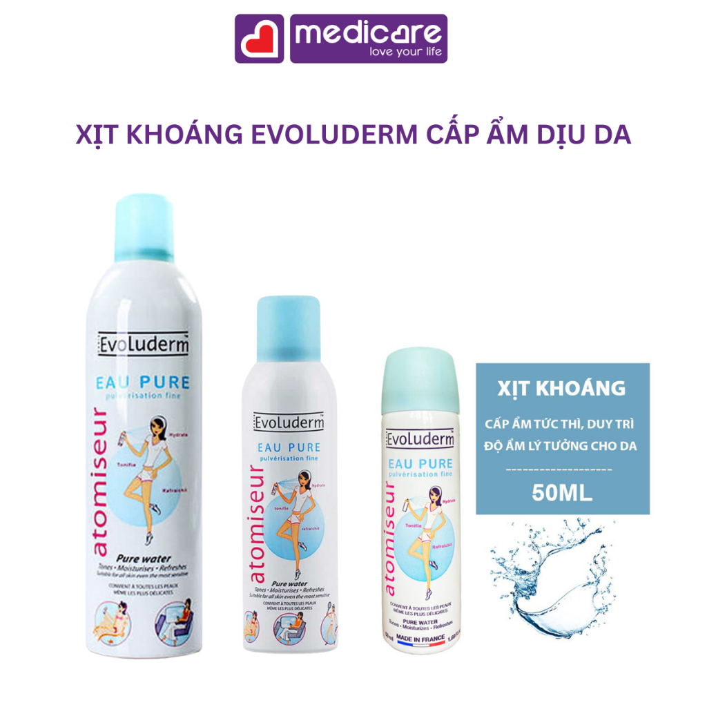 Nước Xịt Khoáng EVOLUDERM Cấp Ẩm Dịu Da 50 - 150 - 400ml