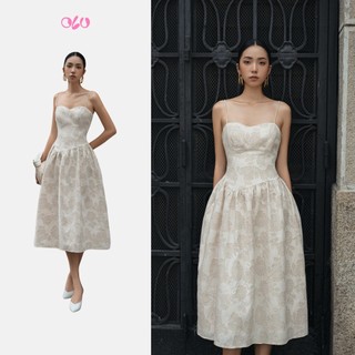 Đầm OLV hai dây cúp ngực hoa văn cổ điển quyến rũ Girasol phù hợp đi tiệc