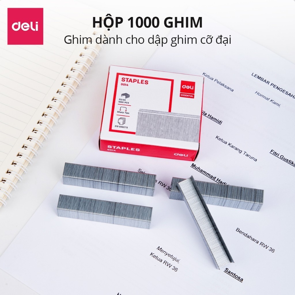 Đạn Ghim Cỡ Đại Deli 23/23 – Chuyên Dùng Văn Phòng, Dập Ghim Lớn, Kẹp 210–240 Tờ A4