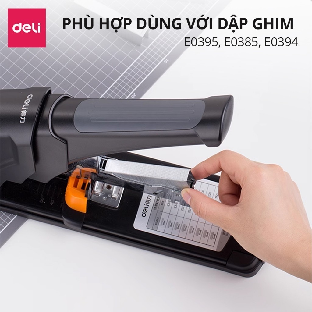 Đạn Ghim Cỡ Đại Deli 23/23 – Chuyên Dùng Văn Phòng, Dập Ghim Lớn, Kẹp 210–240 Tờ A4