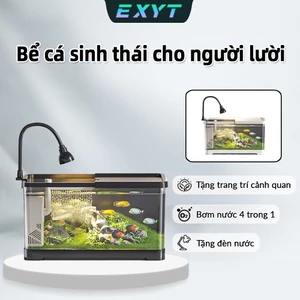 EXYT Bể cá cảnh mini trong suốt cao cấp,Hệ thống lọc nước tự động, dễ chăm sóc, trang trí phòng làm việc và phòng khách