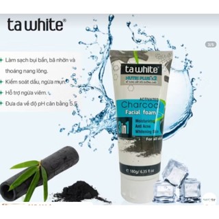 Sữa Rửa Mặt Ta white Làm Sạch Sâu & Ngăn Ngừa Mụn 180ml Than Hoạt Tính