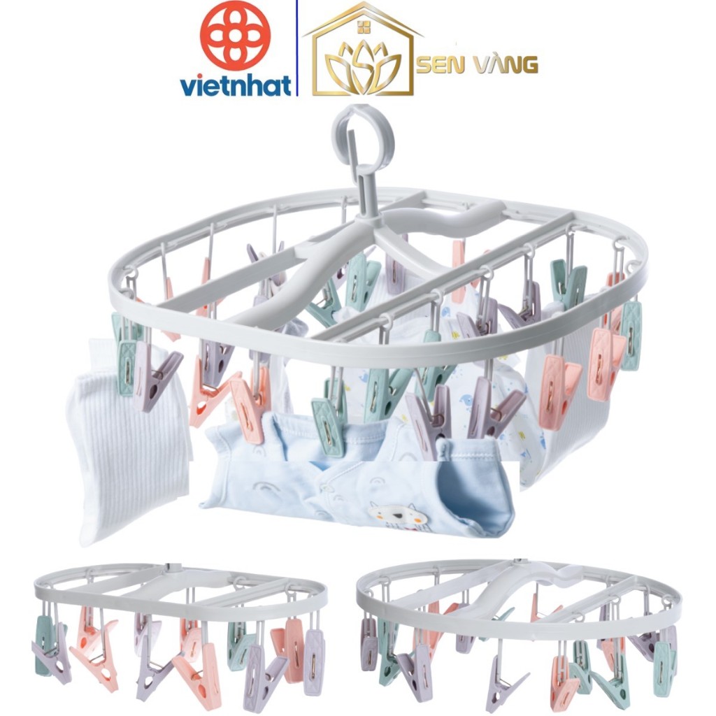 Móc dù chùm đa sắc nhựa VIỆT NHẬT - Tròn, vuông - 12, 18, 24 kẹp - Quần áo bé, vớ, đồ lót 2798/9/00 AMIZIN