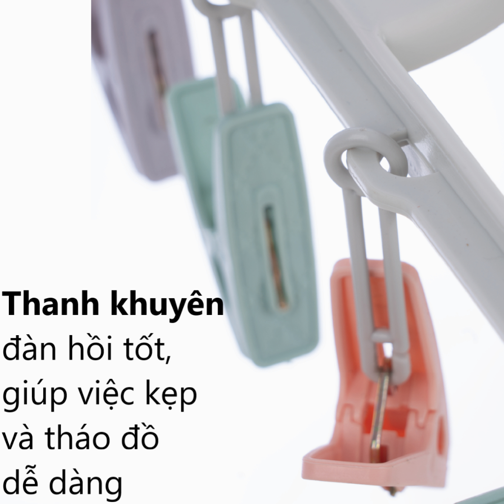 Móc dù chùm đa sắc nhựa VIỆT NHẬT - Tròn, vuông - 12, 18, 24 kẹp - Quần áo bé, vớ, đồ lót 2798/9/00 AMIZIN
