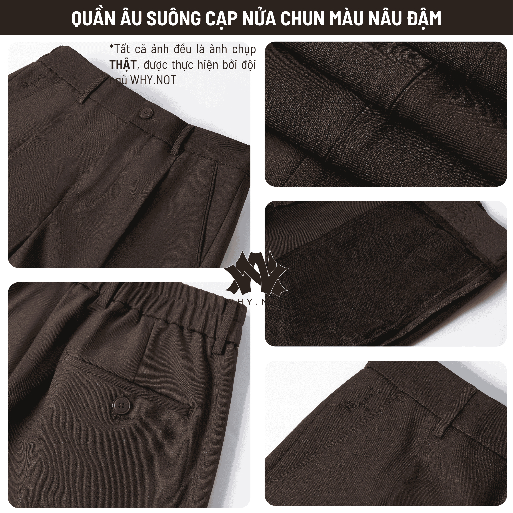 [WHY.NOT] Quần Tây Nam Ống Suông 5 Màu Đen, Be, Ghi (Xám), Nâu Đậm, Nâu Tây, Xám Rêu