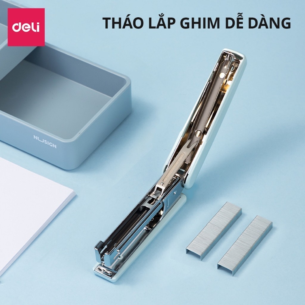 Dập Ghim Mini Deli – Học Sinh & Văn Phòng, Ghim Số 10, 30 Trang, Kèm Gỡ Ghim