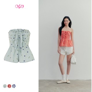 Áo OLV cúp ngực đính nơ dáng peplum co giãn tôn dáng Calloway nhiều màu đi chơi đi biển mùa hè