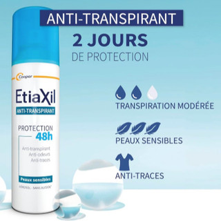 Xịt Khử Mùi  Etiaxil Déodorant Anti-Transpirant 48h Anti-Traces Blanches & Jaunes (150ml)