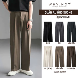 Quần Tây Nam Ống Suông WHYNOT Thiết Kế Cạp Nửa Chun Sau - Quần Âu Ống Suông Nam WHY.NOT Màu Nâu Tây