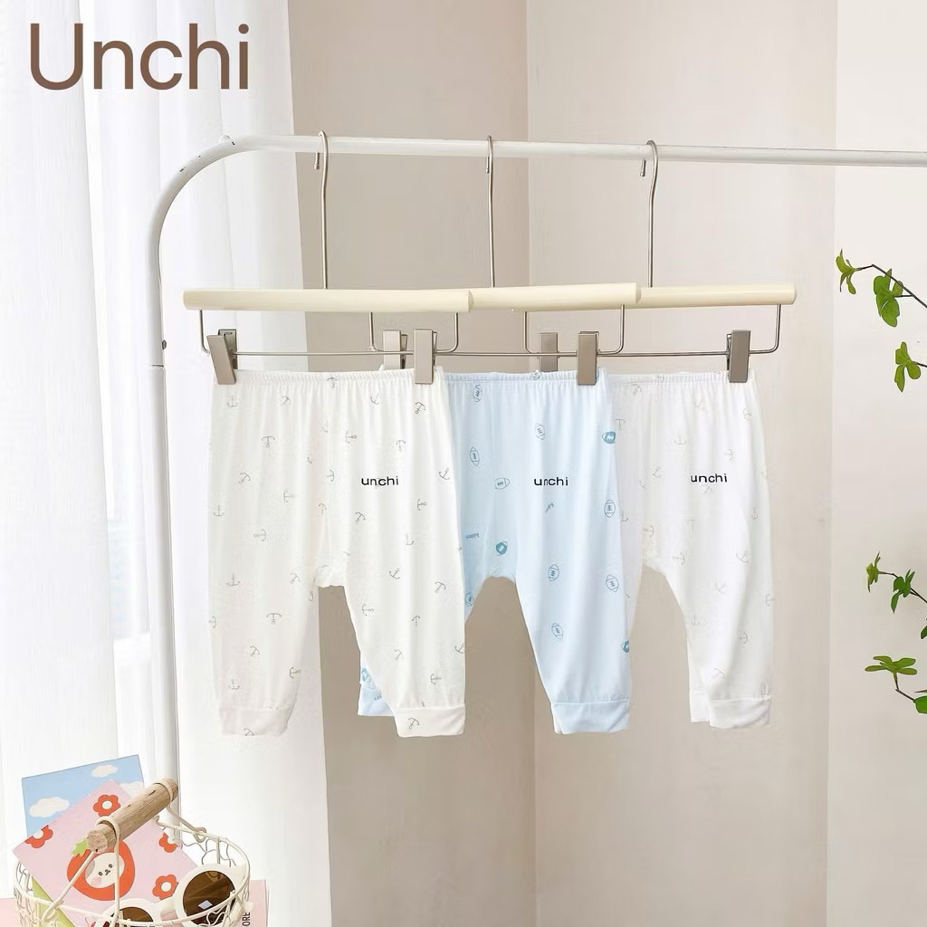 COMBO 3-5 Quần Dài Sơ Sinh Unchi Vải Petit Mềm Mát Có Đáp Đũng Cho Bé Từ 3-9kg