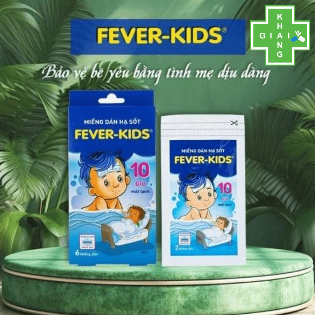 Miếng dán hạ sốt Fever Kids giúp làm mát cơ thể 1 cách nhanh chóng và hiệu quả kéo dài 10 giờ đồng hồ (Hộp 6 miếng)