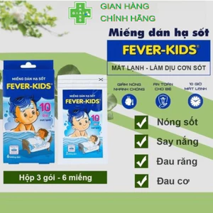 Miếng dán hạ sốt Fever Kids giúp làm mát cơ thể 1 cách nhanh chóng và hiệu quả kéo dài 10 giờ đồng hồ (Hộp 6 miếng)