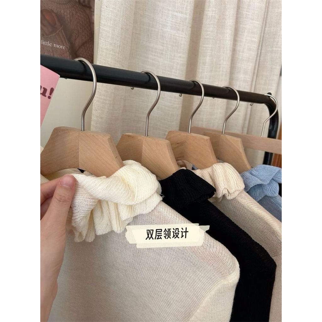 𝑺𝒔𝒖.𝑺𝒕𝒖𝒅𝒊𝒐/(CÓ SẴN) Hàng Quảng châu Áo len lông cừu cổ ren bèo tay bèo mix áo dạ, gile siu xinh