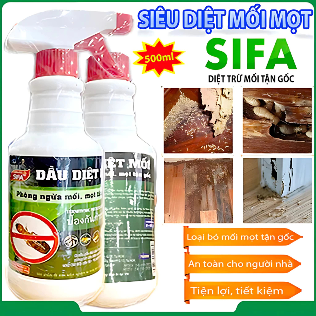 Xịt Diệt Mối Mọt Tận Gốc SIFA 500ml Mẫu Mới Nguồn Gốc Thảo Mộc, Diệt Chống Mối Mọt Gỗ, Tủ Bếp, Sàn Gỗ Đồ Gia Dụng
