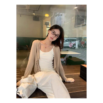 Áo khoác cardigan len mỏng màu nâu dài tay nữ, áo khoác len nhẹ phong cách Hàn Quốc, áo cardigan nữ hot trend [ E_A31 ]