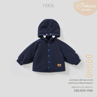 6m-2y | Nous Áo khoác dài tay có mũ kèm hoạ tiết thêu cao cấp cho bé trai và bé gái mùa thu đông