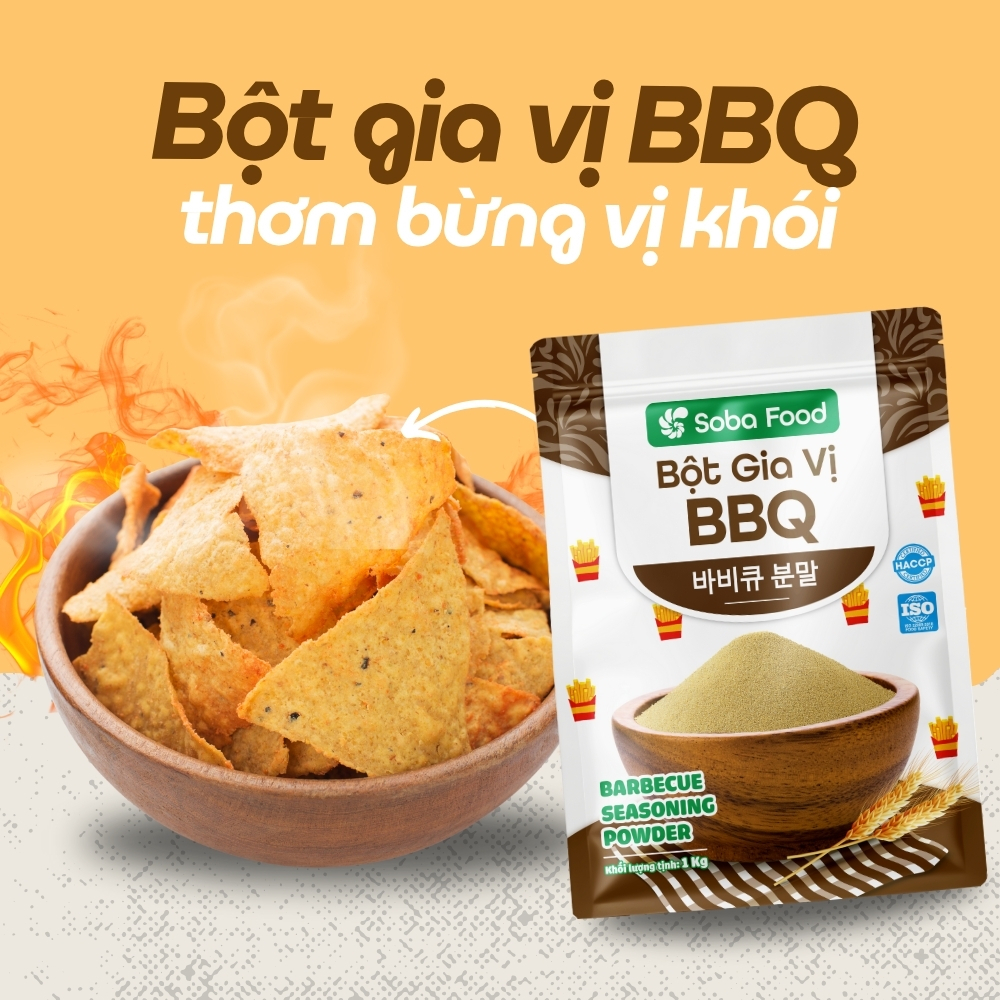 Bột BBQ Gói 1kg Soba Food, Bột BBQ Lắc Khoai Tây Chiên, Snack, Bắp Rang, Gà Viên, Snack- SBBBQ15
