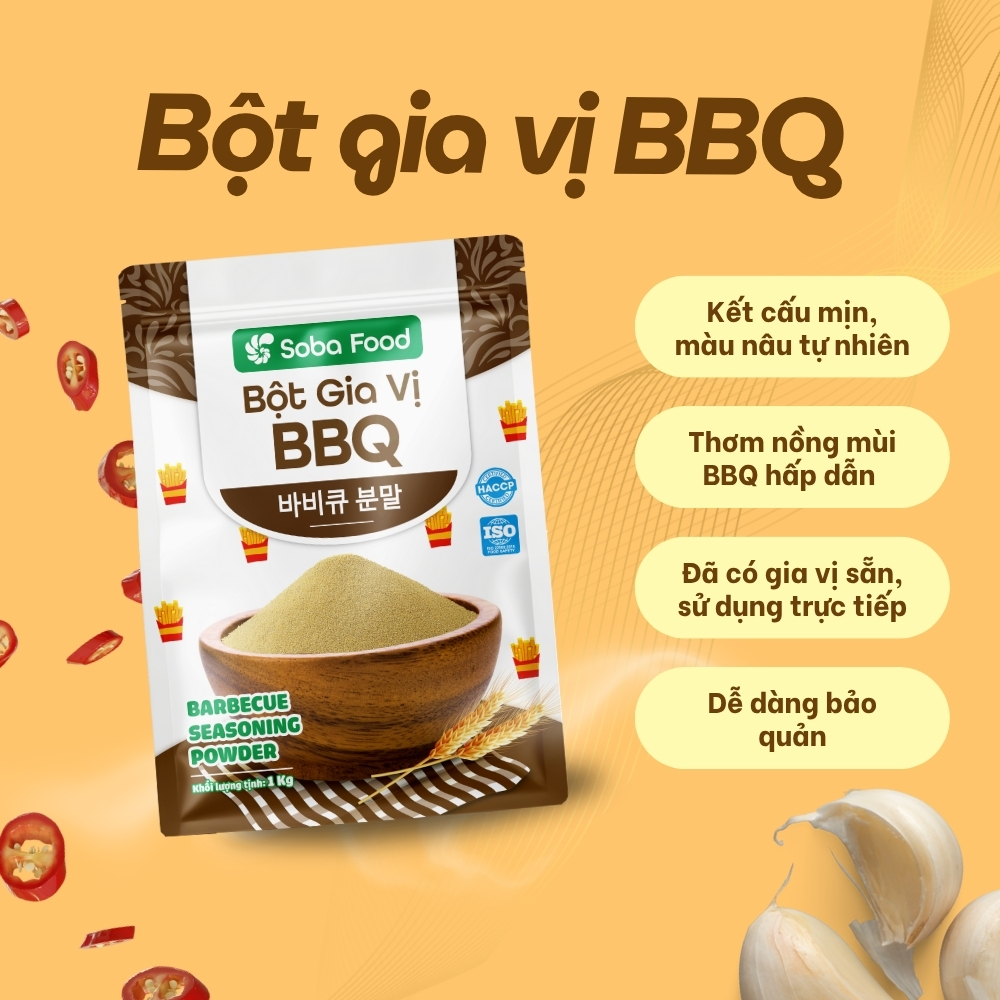 Bột BBQ Gói 1kg Soba Food, Bột BBQ Lắc Khoai Tây Chiên, Snack, Bắp Rang, Gà Viên, Snack- SBBBQ15