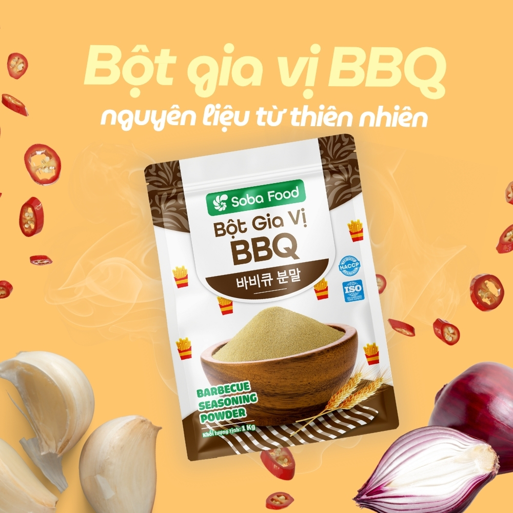 Bột BBQ Gói 1kg Soba Food, Bột BBQ Lắc Khoai Tây Chiên, Snack, Bắp Rang, Gà Viên, Snack- SBBBQ15