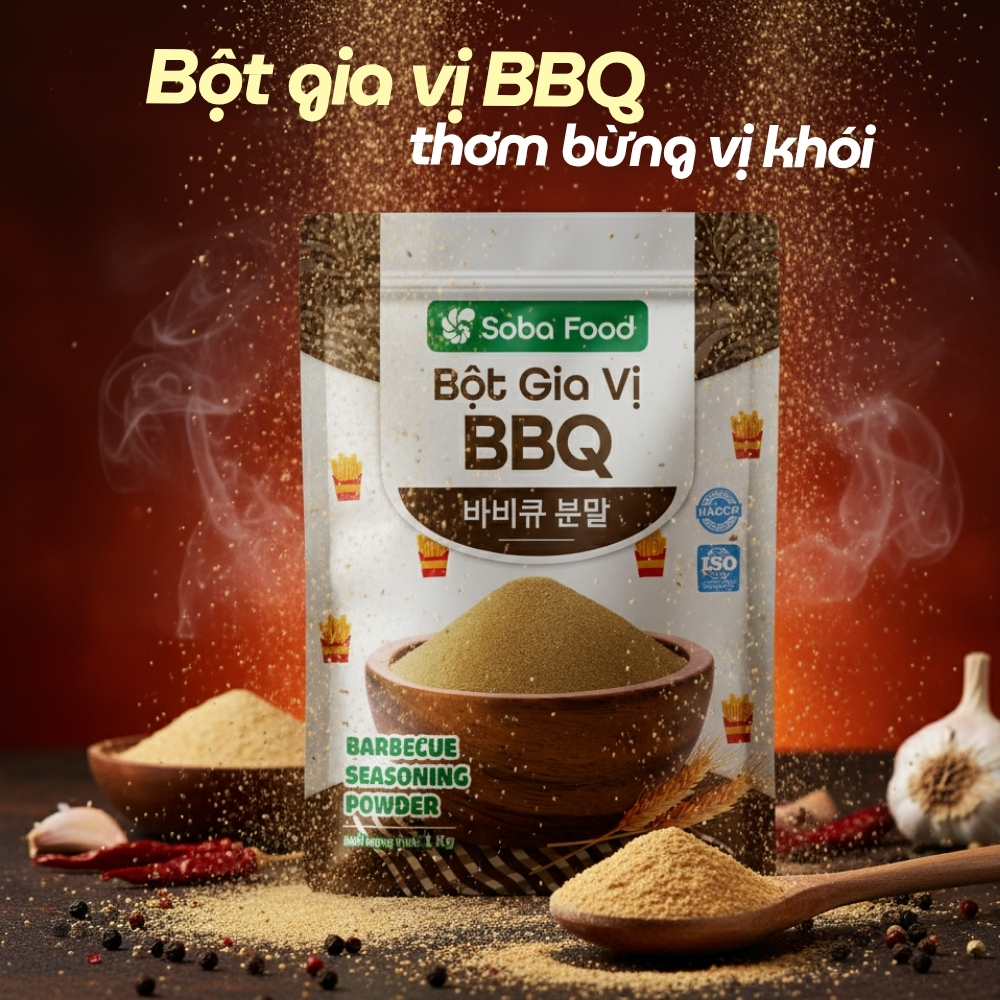 Bột BBQ Gói 1kg Soba Food, Bột BBQ Lắc Khoai Tây Chiên, Snack, Bắp Rang, Gà Viên, Snack- SBBBQ15