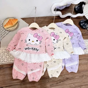 BỘ NGỦ MÈO KITTY MẶC Ở NHÀ BÉ GÁI SZ 9 - 32 KG QUẦN ÁO BÉ GÁI