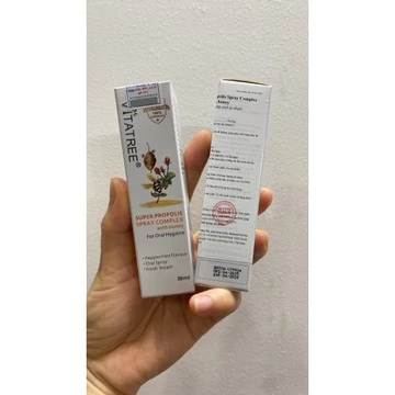 (date 2028, hàng cty, có tem phụ) Xịt keo ong Vitatree 30ml, Vitatree Super Propolis Spray complex with Honey Úc