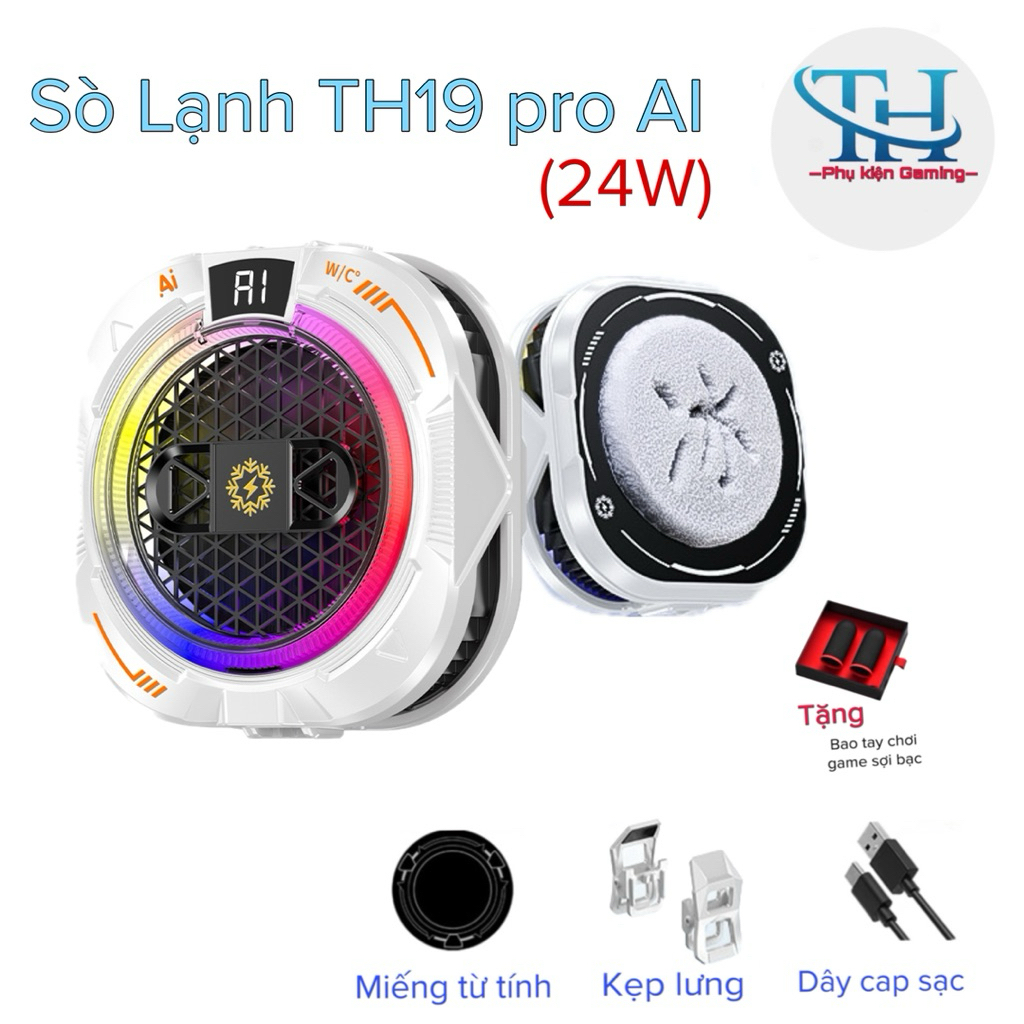 [MỚI] Quạt tản nhiệt sò lạnh TH19 Pro AI (24W)- TH shops- Hỗ trợ làm mát điện thoại/ máy tính bảng