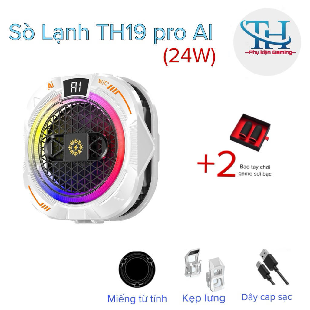 [MỚI] Quạt tản nhiệt sò lạnh TH19 Pro AI (24W)- TH shops- Hỗ trợ làm mát điện thoại/ máy tính bảng