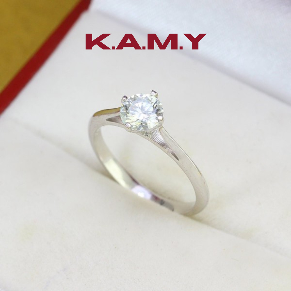 Nhẫn Nữ Đính Đá Trơn Đơn Giản –Cổ Điển, Sáng Như Kim Cương – K.A.M.Y Jewelry