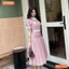 Đầm thiết kế BEMINE cổ sen dáng dài tùng xếp ly phù hợp đi làm-MT11133