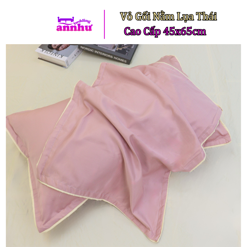 Vỏ Gối Nằm Lụa Thái Cao Cấp 45x65cm Màu Trơn Hàng Chính Hãng An Như Bedding (1 Chiếc)