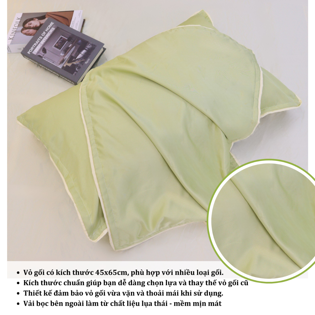 Vỏ Gối Nằm Lụa Thái Cao Cấp 45x65cm Màu Trơn Hàng Chính Hãng An Như Bedding (1 Chiếc)