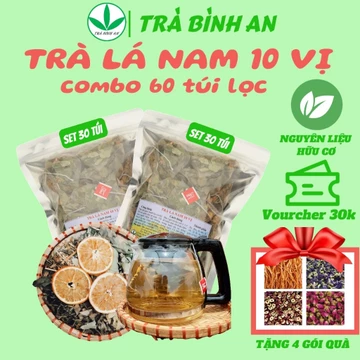 Trà lá nam 10 vị thành phần Lá sen, lá vối, lá ổi, lạc tiên, giảo cổ lam, hoa nhài,... -Trà Bình An