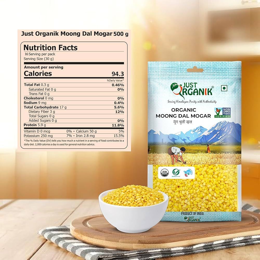[3.2027] Đậu xanh hữu cơ tách vỏ Just Organik Mung Bean 500g