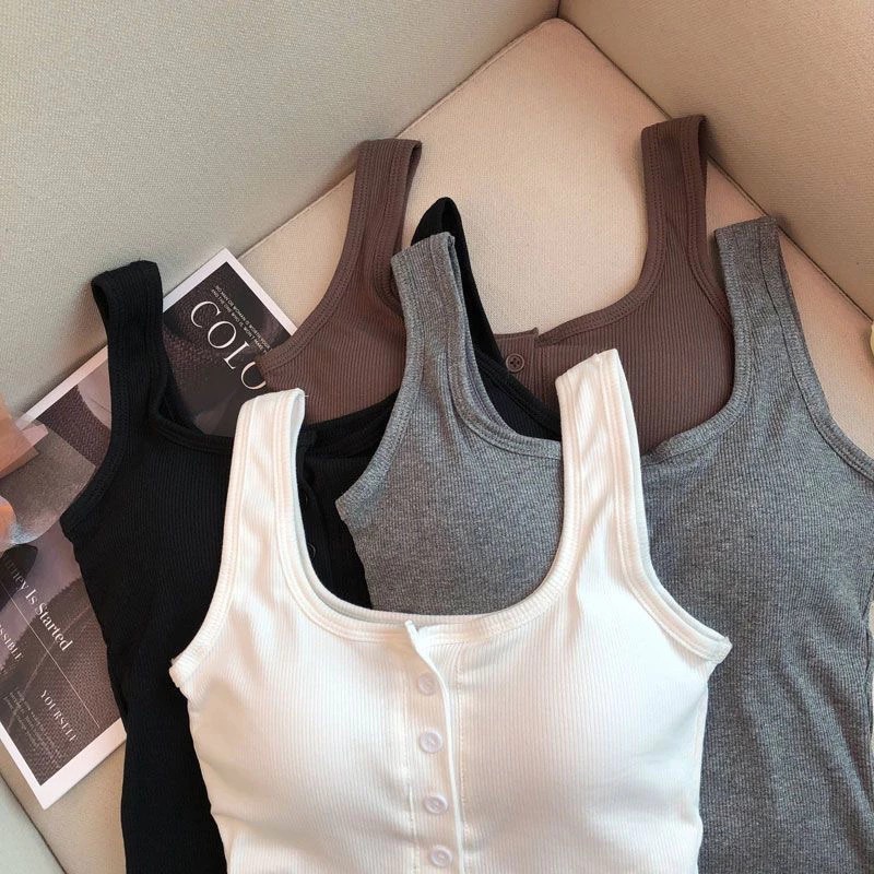 Áo 2 dây nữ bản to 4 khuy cài kiểu dáng sexy siêu gợi cảm và ôm body ( Áo có mút Ngực)