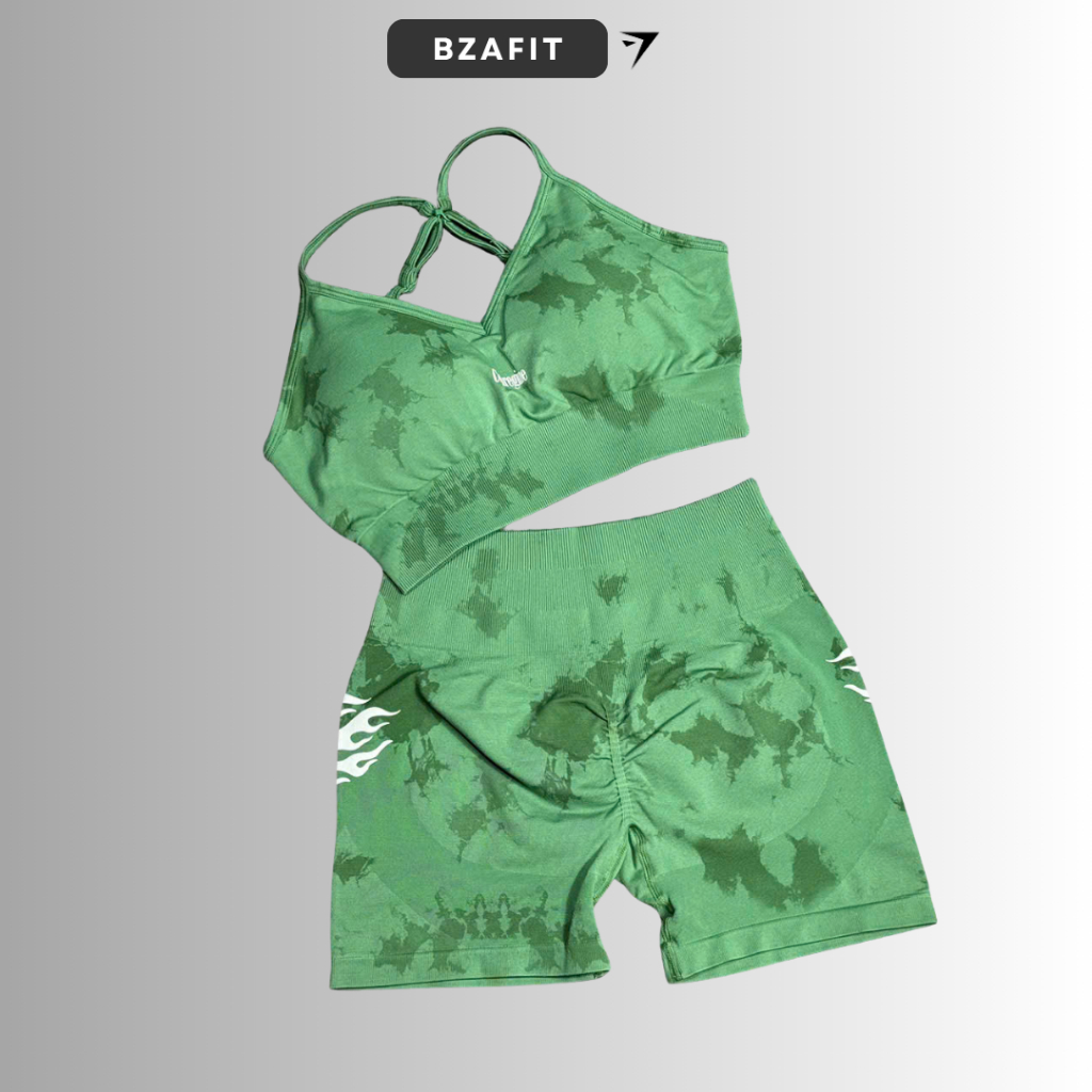 Bộ quần áo tập gym,yoga loang hoa cao cấp chất elastano dày dặn GB303