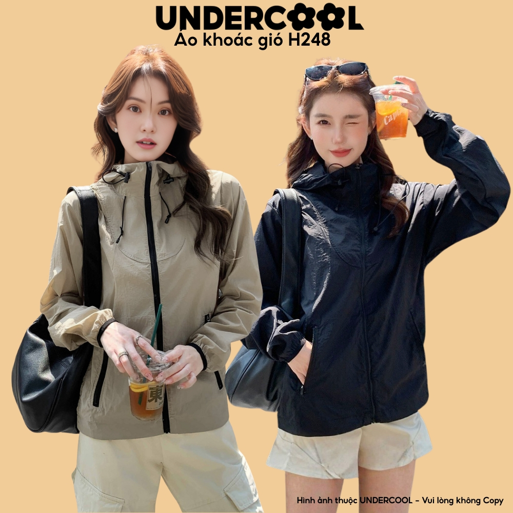 Áo Khoác Gió Nữ Mỏng Nhẹ Chống UV, Dáng Rộng,UNDERCOOL Nữ Dù Mỏng Nhẹ, Chống Nắng, Chống Thấm Nước Nhẹ, khóa kéo H248