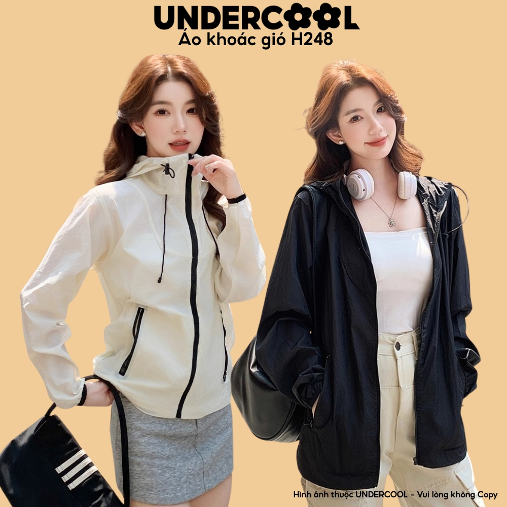Áo Khoác Gió Nữ Mỏng Nhẹ Chống UV, Dáng Rộng,UNDERCOOL Nữ Dù Mỏng Nhẹ, Chống Nắng, Chống Thấm Nước Nhẹ, khóa kéo H248