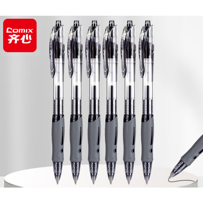 Combo 12 Bút Gel Bấm 0.5mm Comix/M&G GP1008 – Mực Đen/Xanh/Đỏ, Viết Trơn