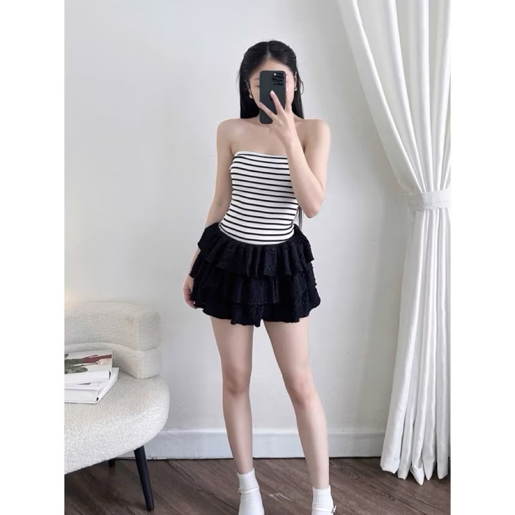 | LYN WEAR | (HOẢ TỐC) Áo Ống Sọc Nữ Co Giãn, Áo Ống Không Dây Ôm Body, Áo Quây Sọc Thời Trang