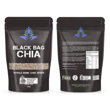 Hạt Chia Organic Nhập Khẩu Úc, Hạt Chia Hữu Cơ Black CHIA Dinh Dưỡng Giàu Chất Xơ - bịch 450g