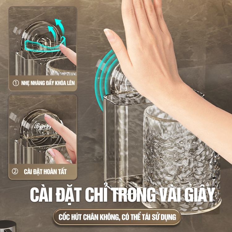 Kaleis Kệ Đựng Bàn Chải Dán Tường Có Cốc, Thoát Nước Nhanh – Siêu Chắc, Tiện Dụng Cho Phòng Tắm