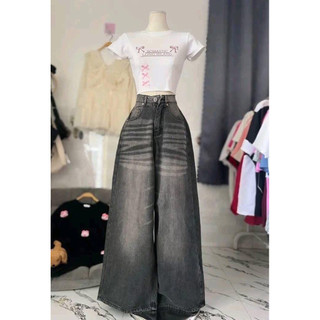 sét bộ quần bò ống rộng kèm áo